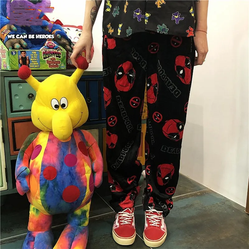 Men's Cartoon Trousers Winter Flannel Pajama Pants For Men And Women Loose Lounge Sleep Bottoms