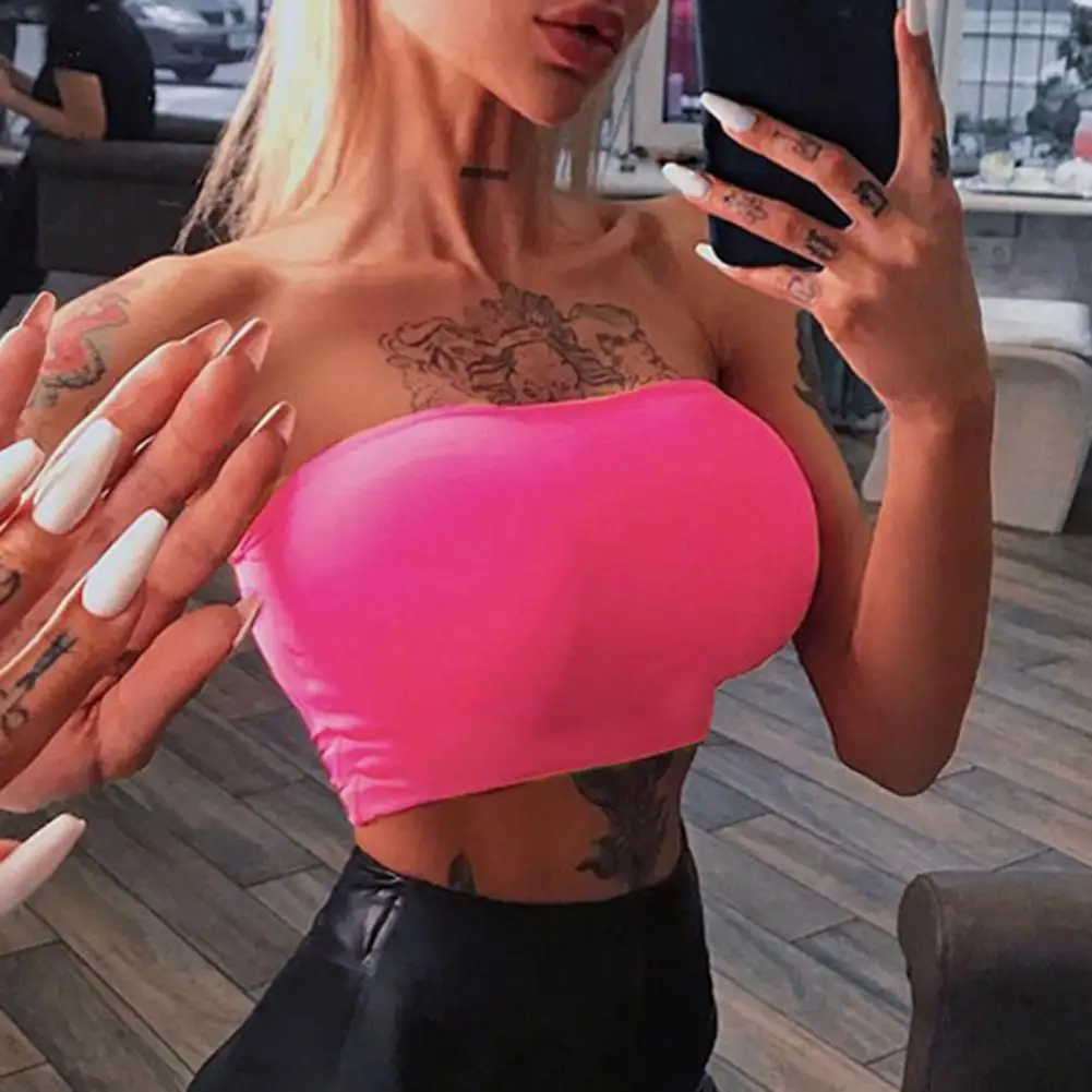 

Stretchy Breathable Strapless Bandeau Crop Top Clubwear Summer Vest Stretchy Breathable Strapless Bandeau Crop Top Clubwear