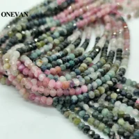 onevan natural a colorful tourmaline faceted rondell beads 2 8x3 8mm stone bracelet necklace jewelry making diy design