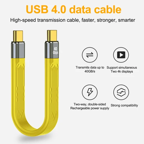 Кабель USB 4.0, Передача Данных 40 Гбит/с, USB C — Type C, Короткий PD100W Gen3, 8K, 60 Гц Для iPhone 15