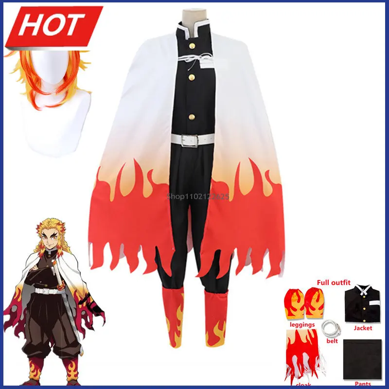 

Anime Demon Slayer Kimetsu no Yaiba Rengoku Kyoujurou Cosplay Costume Women Kimono Uniform Halloween Christmas Party clothes