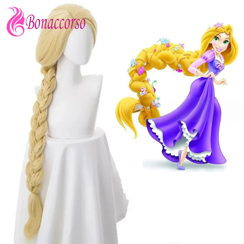 Парик для косплея Рапунцель синтетический золотисто-желтый длинный плетеный