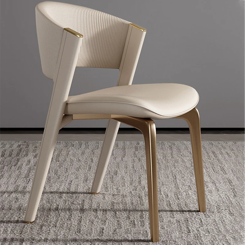 

Comfortable Nordic Dining Chairs Luxury Leather White Balcony Designer Chairs Mobile Modern Restaurant Silla Furniture GPF40XP