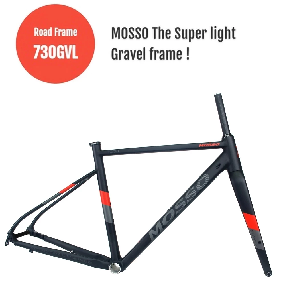 

700C MOSSO 730GVL GRAVEL Disc Brake Road Bicycle Frameset Aluminum Alloy Frame with Carbon Fork 43/46/49cm Bicycle Parts