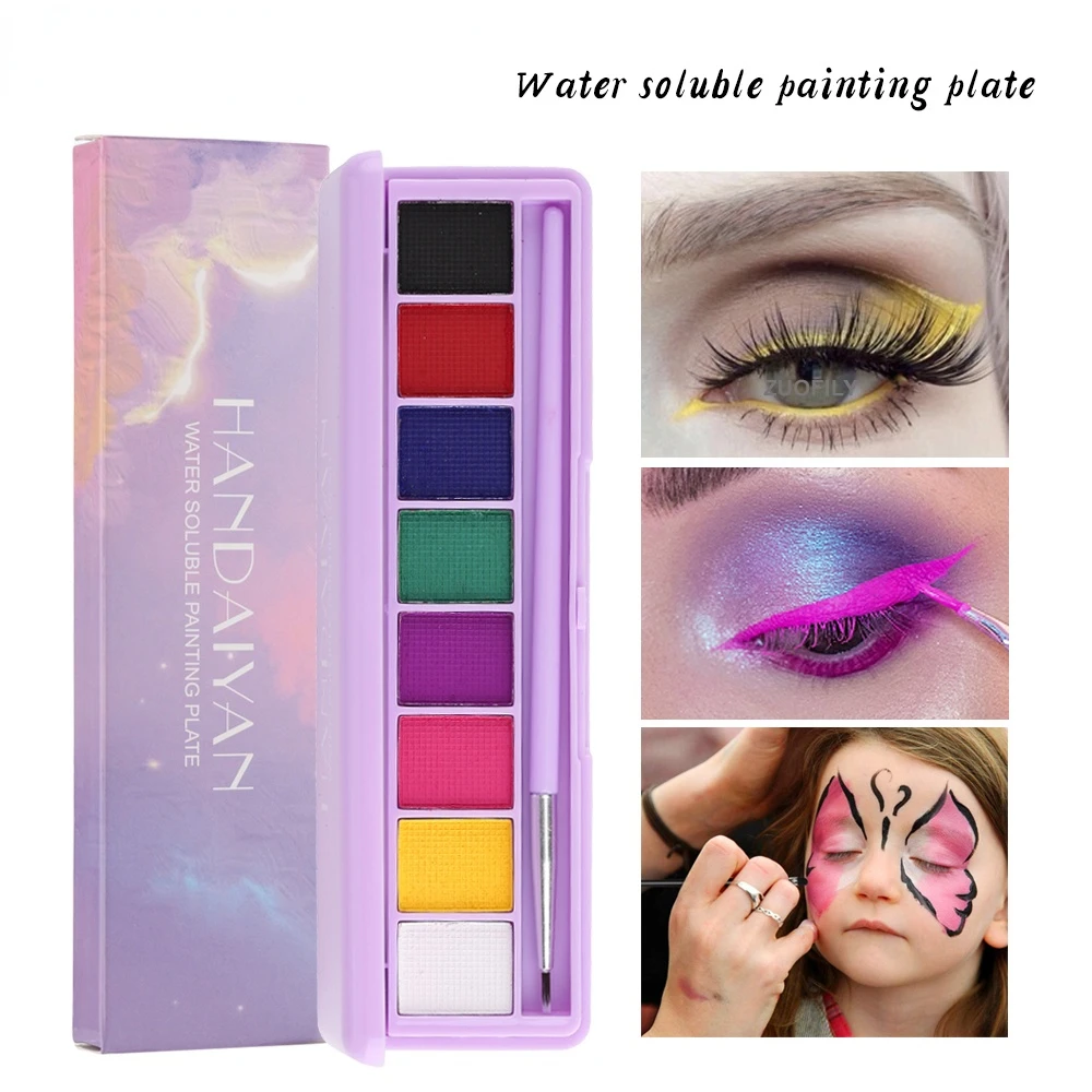 

8 Colors Water Activated Eyeshadow Palette UV Light Neon Reactive Eyeliner Pen Glow In Dark Eyeliner Makeup Pigment Eyes Makeup