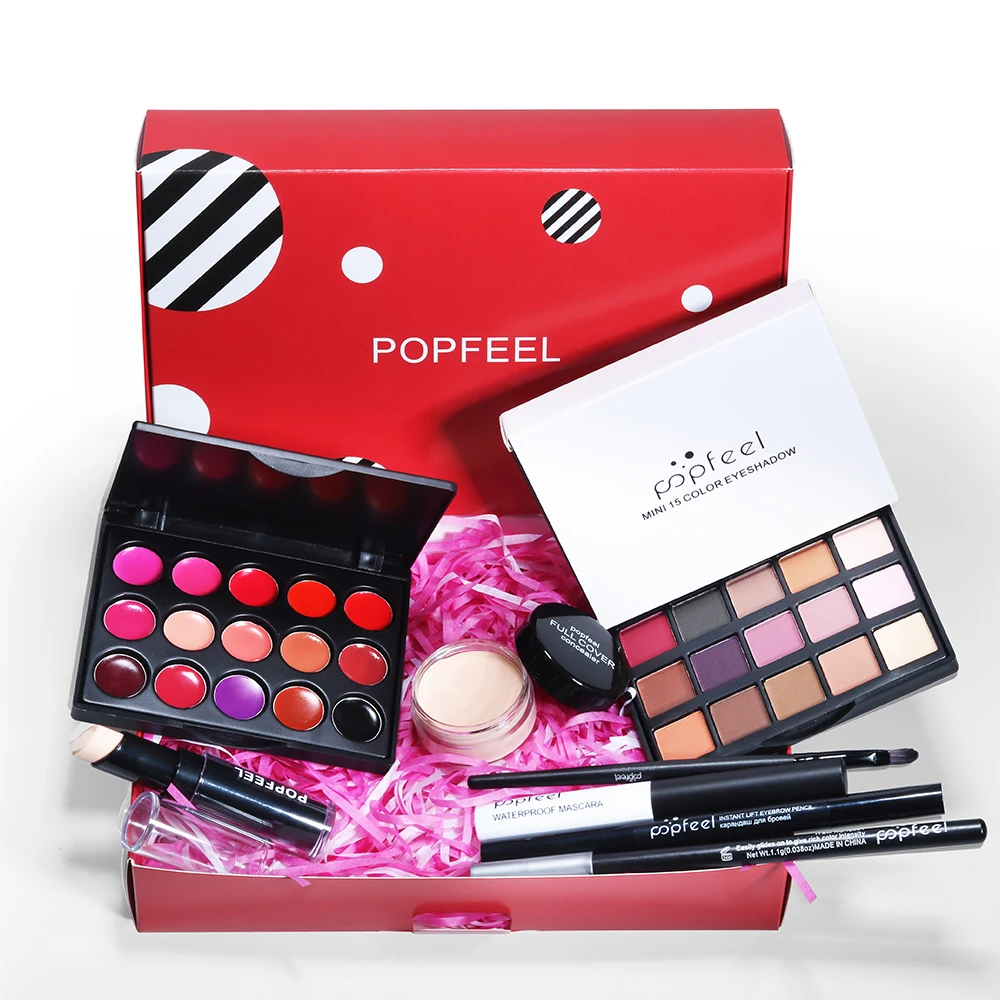 

Full Makeup Set Christmas Gift 8 Pcs/Box Eye Shadow Lip Gloss Palette Eyebrow Eyeliner Pencil Mascara Concealer Foundation Cream
