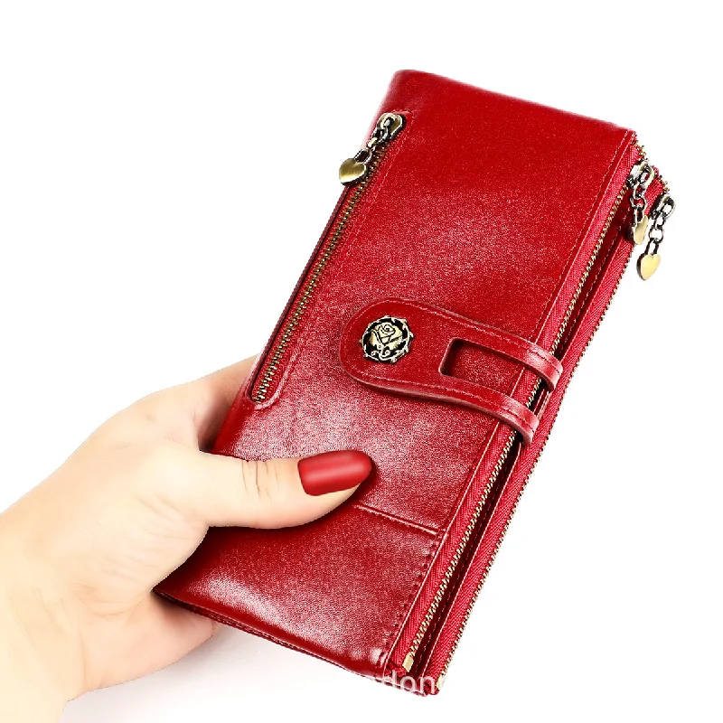 

2023 New Women's Wallet Zipper Buckle British Leather Premium Wallet Multi Card Cowhide Bag Free Shipping