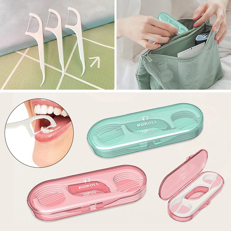 Mini 10pcs/box Dental Floss Sticks Portable Interdental Brush Disposable Floss Deep Teeth Cleaning Dental Floss For Travel