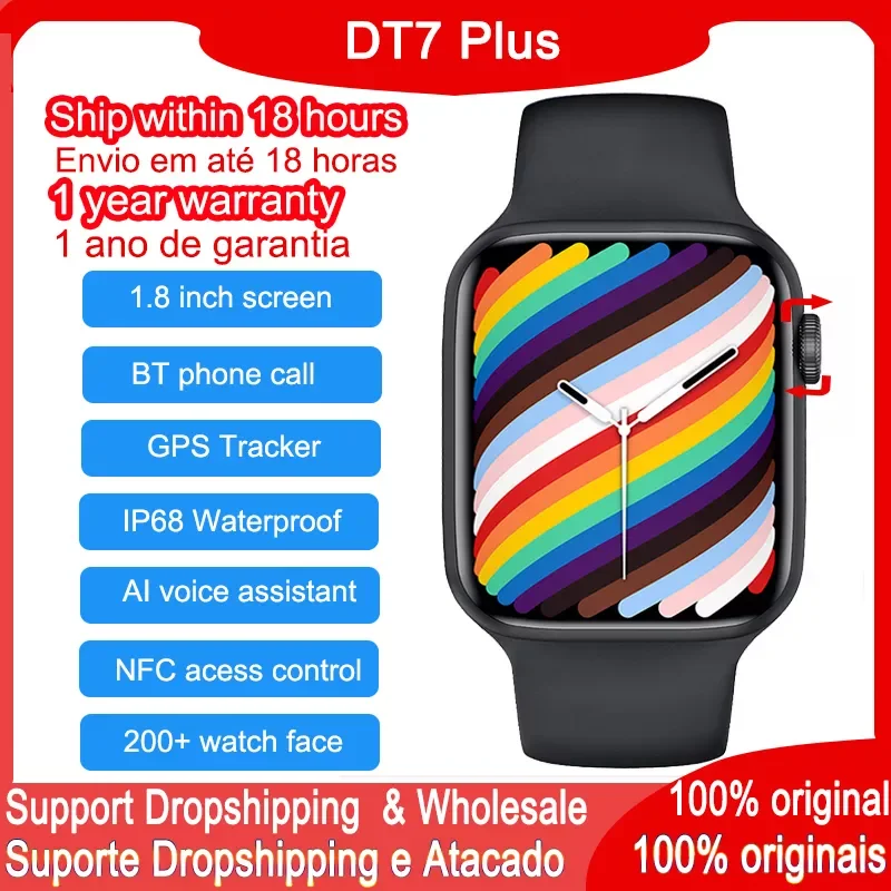

DT7+ GPS Smart Watch Men IP68 Waterproof Bluetooth Call AI Voice 1.8inch TFT 320*385 Screen 380mAh NFC 44mm Women Smatwatch