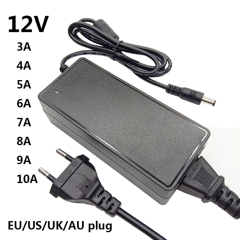 

12V 3A 4A 5A 6A 7A 8A 9A 10A 12 V Converter Adaptor 12 Volt AC to DC Power Adapter Supply Universal Switching 5.5x2.1-2.5mm