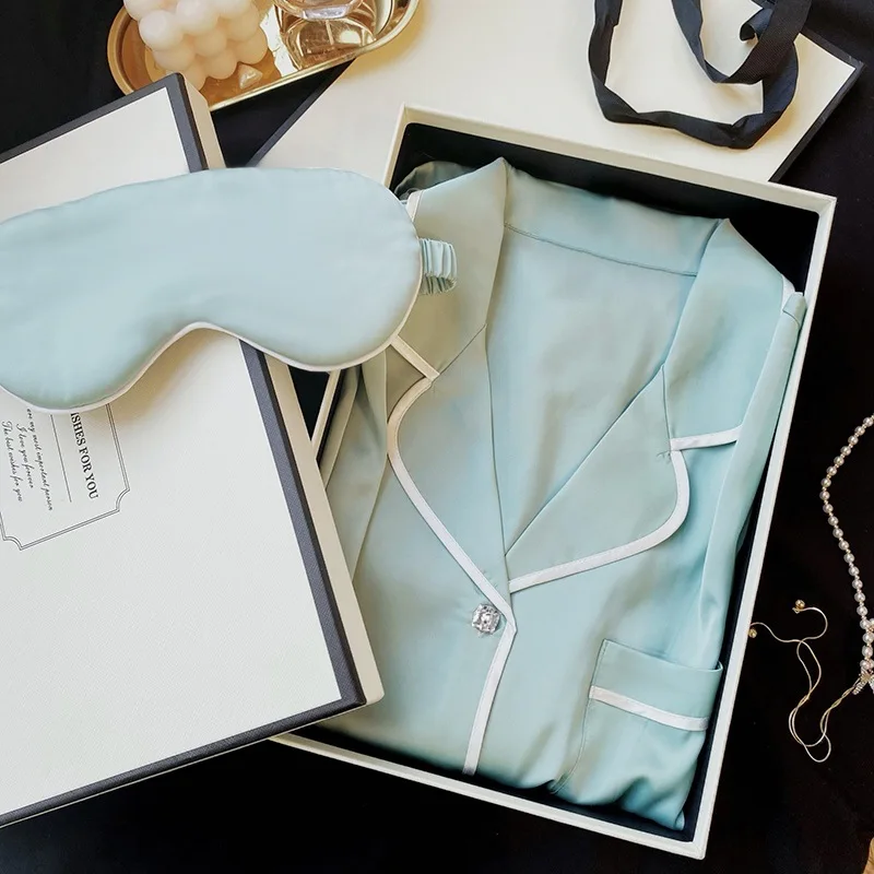 Silk Pajamas for Women Home Suit Lace Pyjamas Pj Set Satin Nightwear 2022 Fashion Female Clothing Sleepwear Soild Pijamas Women