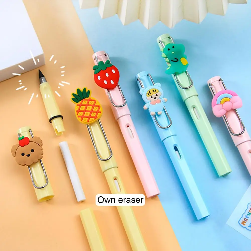 

Cartoon Pencil Erasable Replaceable Head Plastic Students Sketching Everlasting Inkless Pencil Stationery Supplies