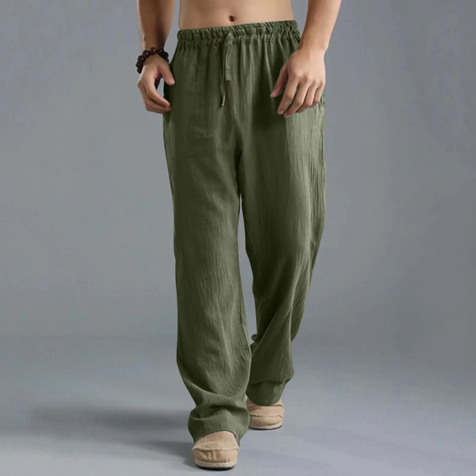 

2023 new Mens Summer Casual Cotton Linen Loose Drawstring Yoga Pants Trousers Men Clothing Pantalones De Hombre Mens Pants