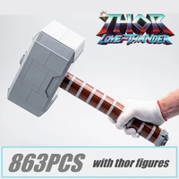 disney thor thunder hammer marvels avengers thor hammer super hero toy weapon infinity mjolnir building block brick kid gift