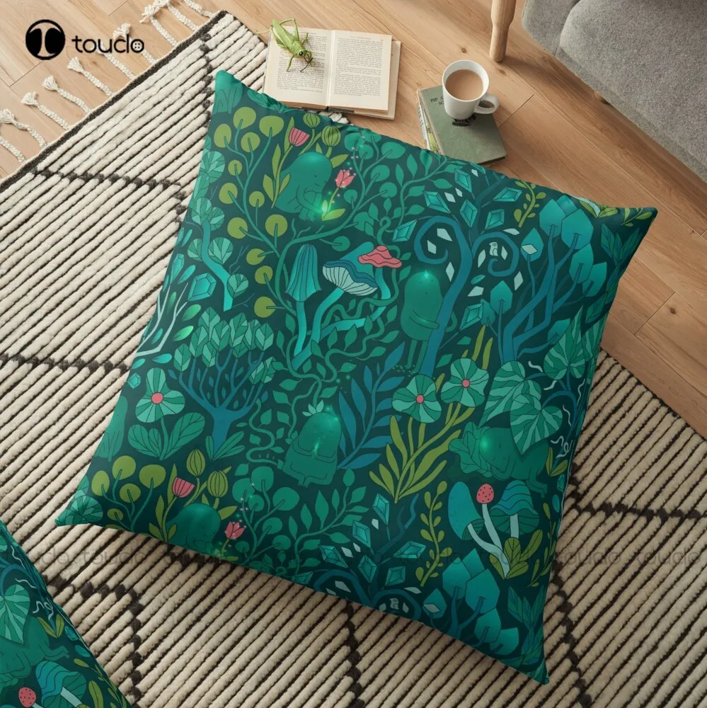 

Emerald Forest Keepers. Fairy Woodland Creatures. Tree, Plants And Mushrooms Throw Pillow Polyester Pillow Home Hotel Comfort