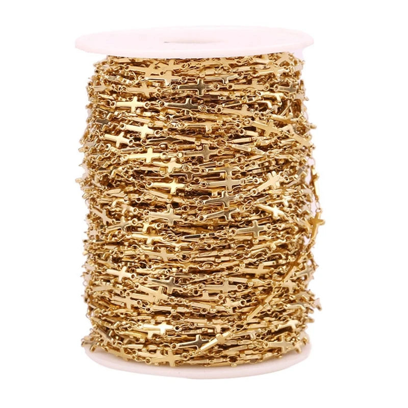 

1meter Stainless Steel Chunky Cross Chains for Diy Statement Chain Gold Necklace Bracelet Chains Jewelry Making Supplies