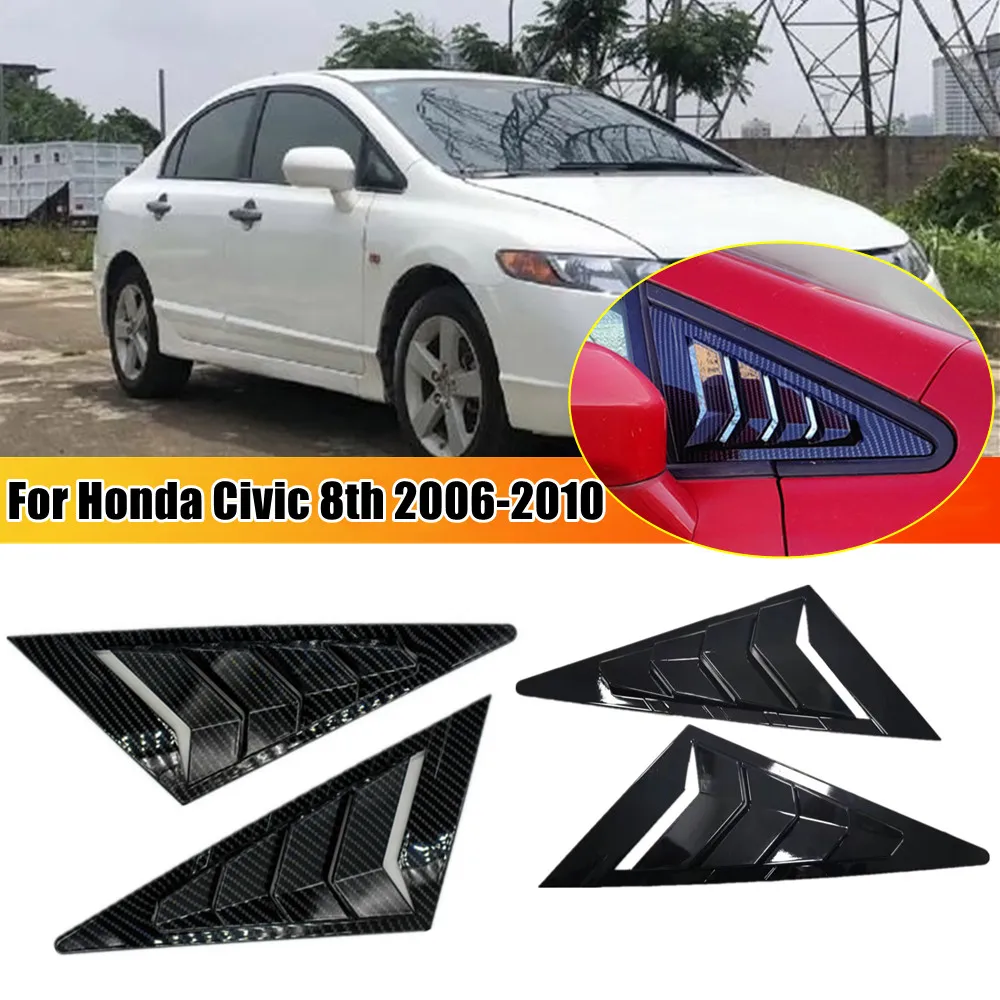 For Honda Civic Sedan 8th 2006-2010 Car Front Window Louver Shutter Cover Side Vent Trim Sticker Scoop ABS Exterior Accessories