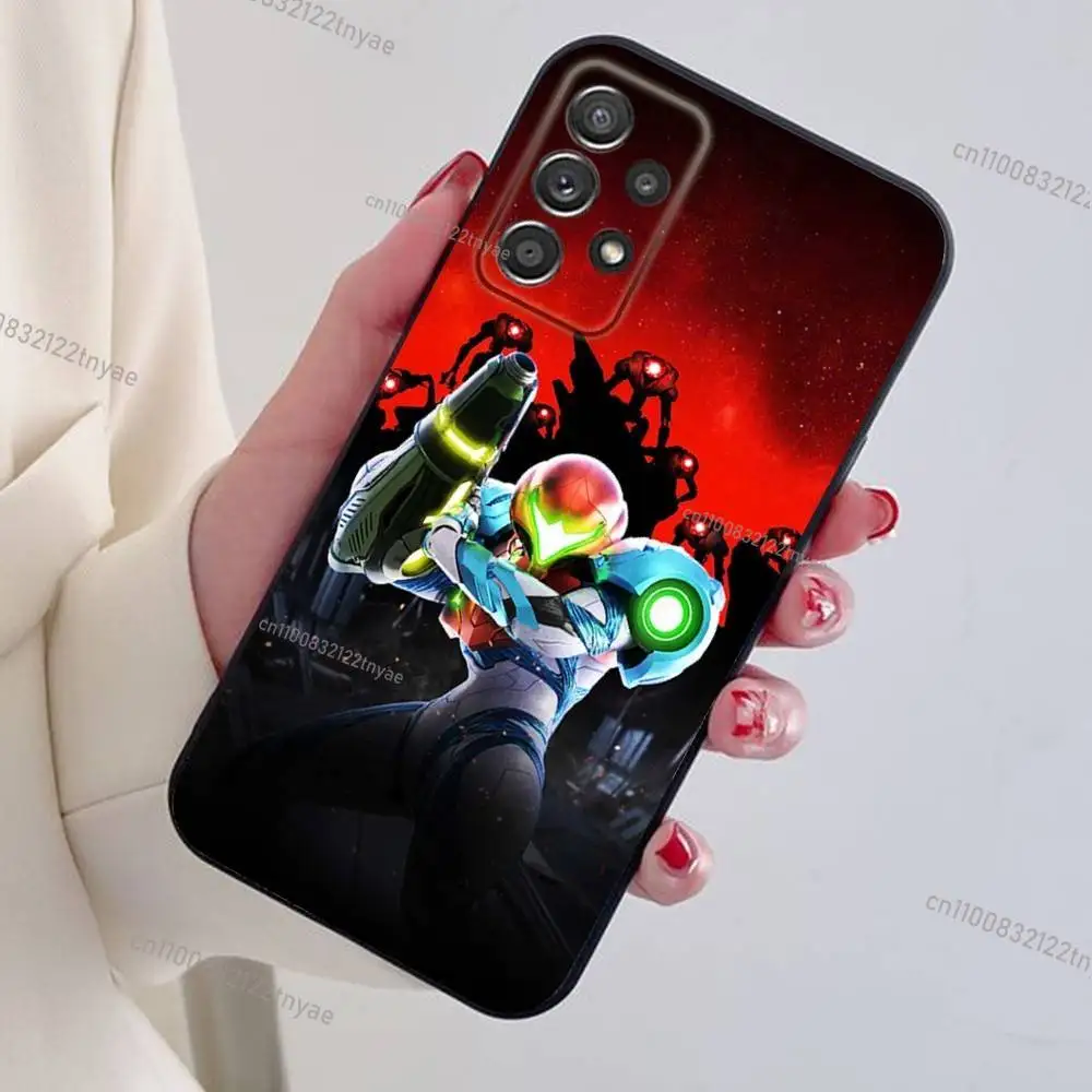 Фото Чехол для телефона Game M-Metroid для Samsung S24,21,22,23,30,Ultra,20,Plus,Note,10,9, черный мягкий силиконовый чехол №3