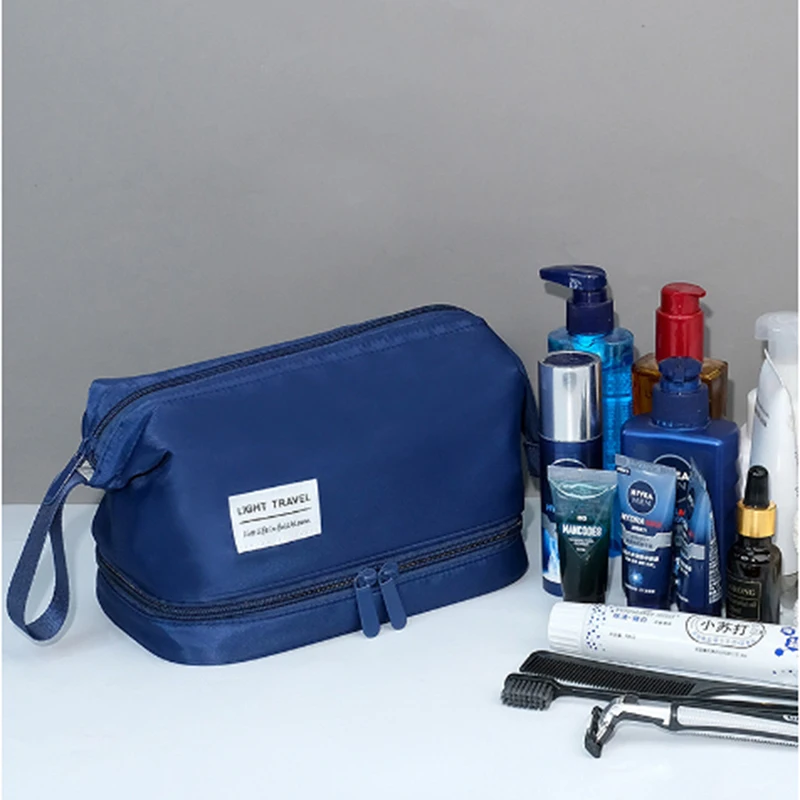 

Водонепроницаемая дорожная косметичка, двухслойная портативная сумочка для косметики, вместительный органайзер для хранения туалетных принадлежностей