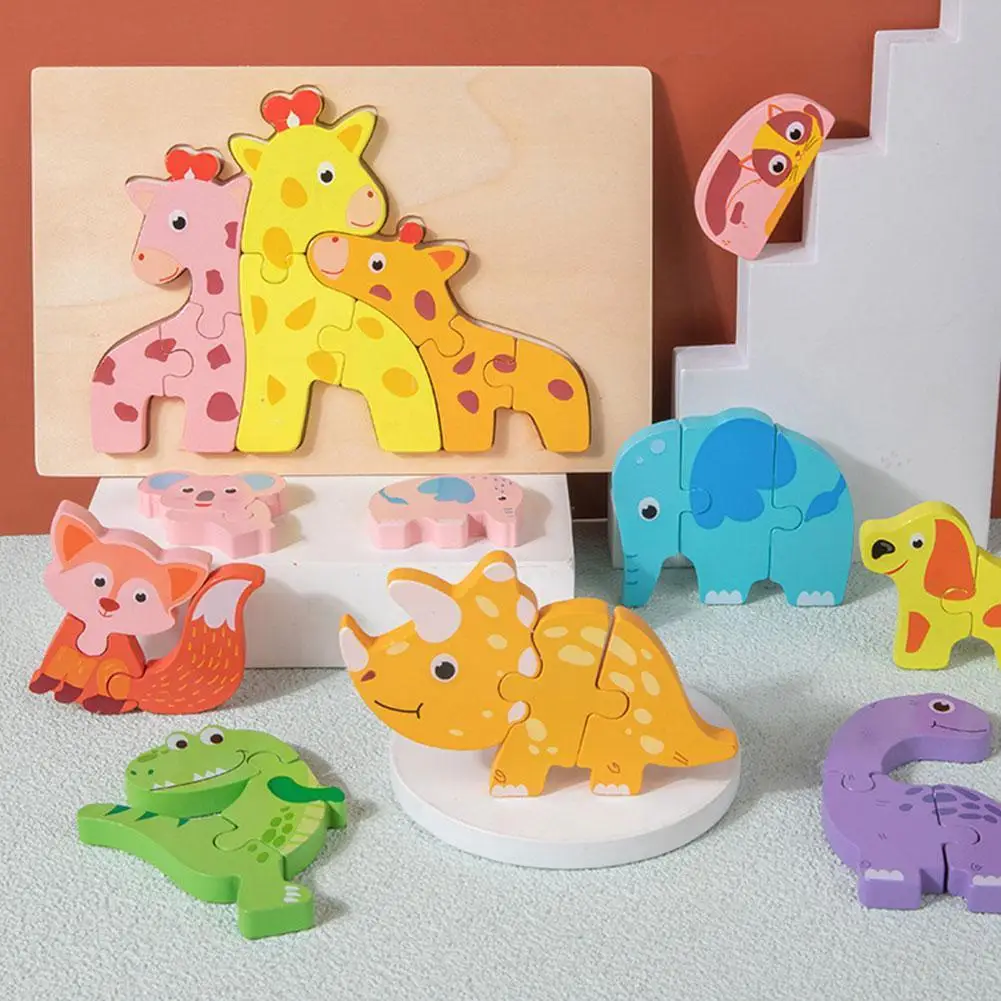

Animal Wooden Puzzle Montessori Toys Cartoon 3d Jigsaw Puzzle Wood Toys For Baby Early Learning Educational Toys For Childr F5m5