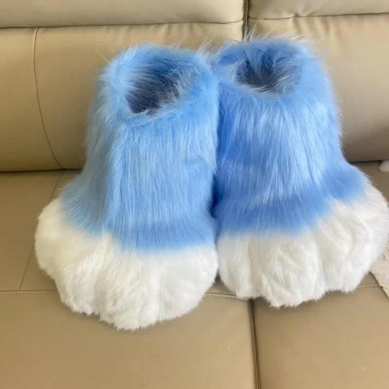 SN55Новый Kig Fursuit обувь для косплея пушистый меховой костюм сапоги Rubbit Cat милые