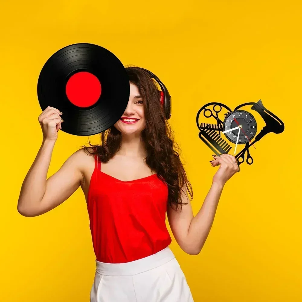 Инструменты для парикмахерской виниловая пластина настенные часы красота