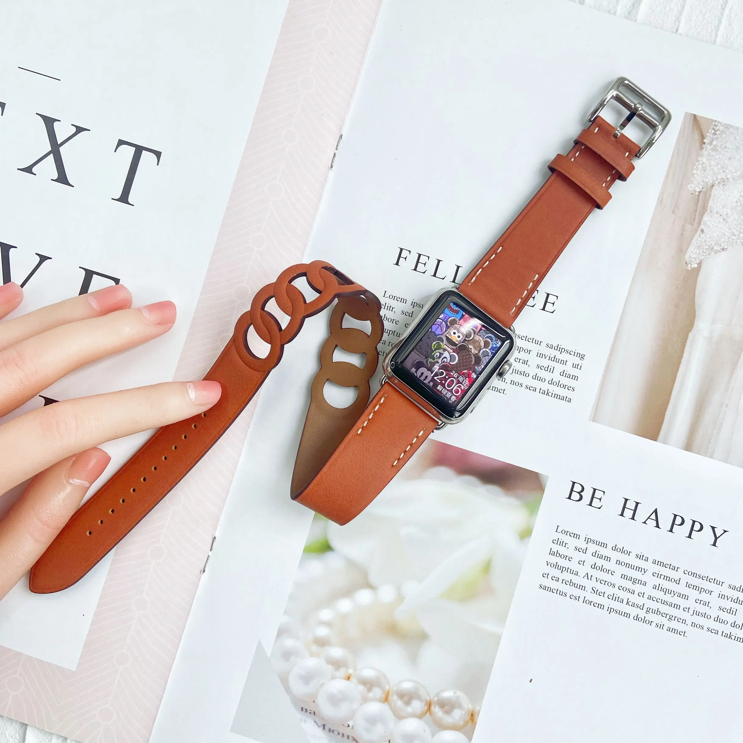 Strap for Apple Watch Ultra Band 8 7 6 5 4 3 2 SE Genuine Leather Correa Bracelet Apple Watch 49 45 41 44 40 42 38mm for iWatch