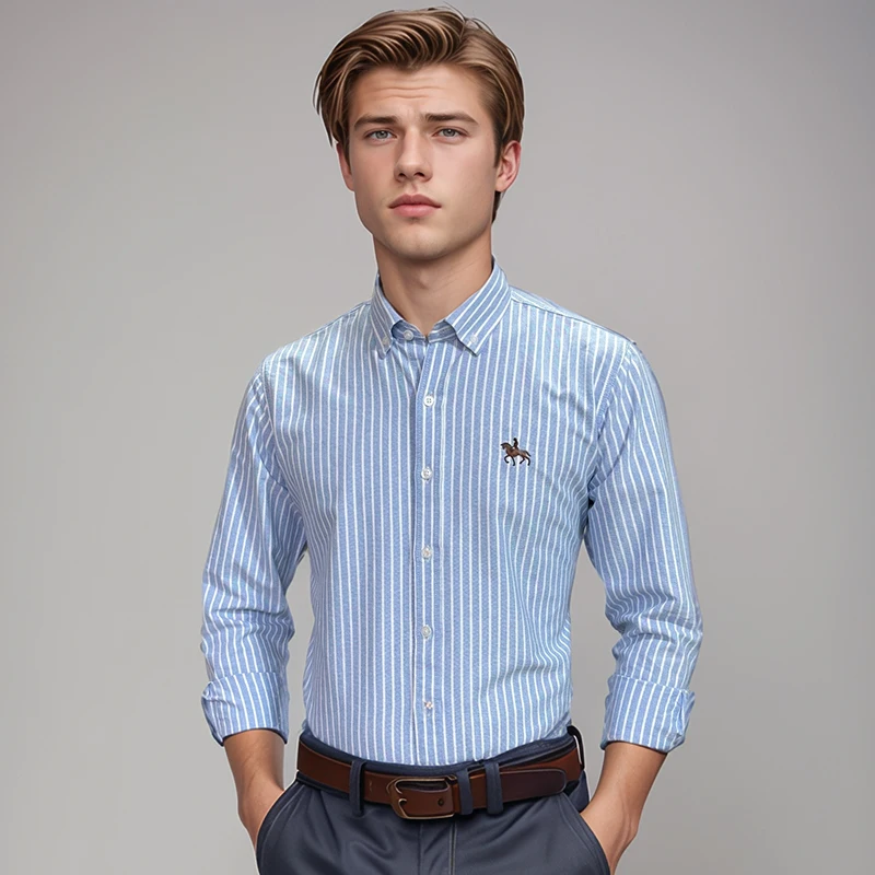 Новые оксфорды из 100% хлопка мужские полосатые рубашки в клетку мужская деловая