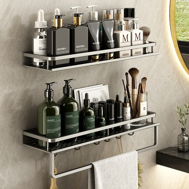 

Bathroom Shelving Gray 30-50cm Bathroom Wall Mounted Storage Shelves Free of Punching Bathroom Accessories Kitchen Shelves