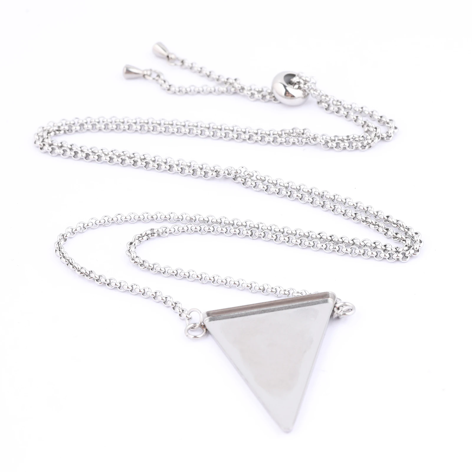 

2pcs Stainless Steel 23x33mm Triangle Cabochon Pendant Base Setting Trays Diy Adjustable Chain Necklace Bezel Blanks