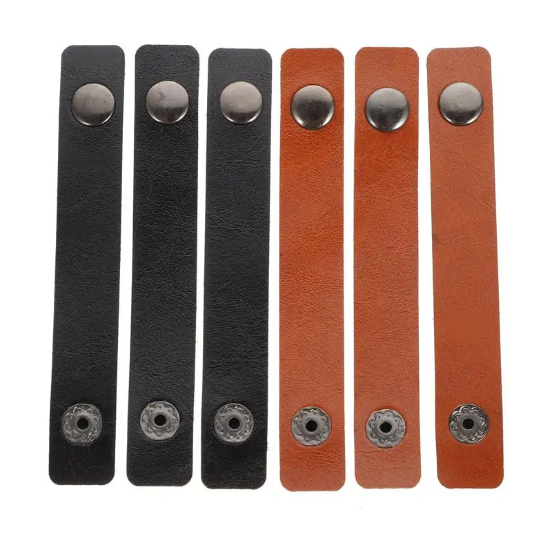

6pcs Leather Cable Straps Cable Tie Wraps Cord Management Holder Keeper Earphone Wrap Winder Wire Ties Cord Organizer for Work