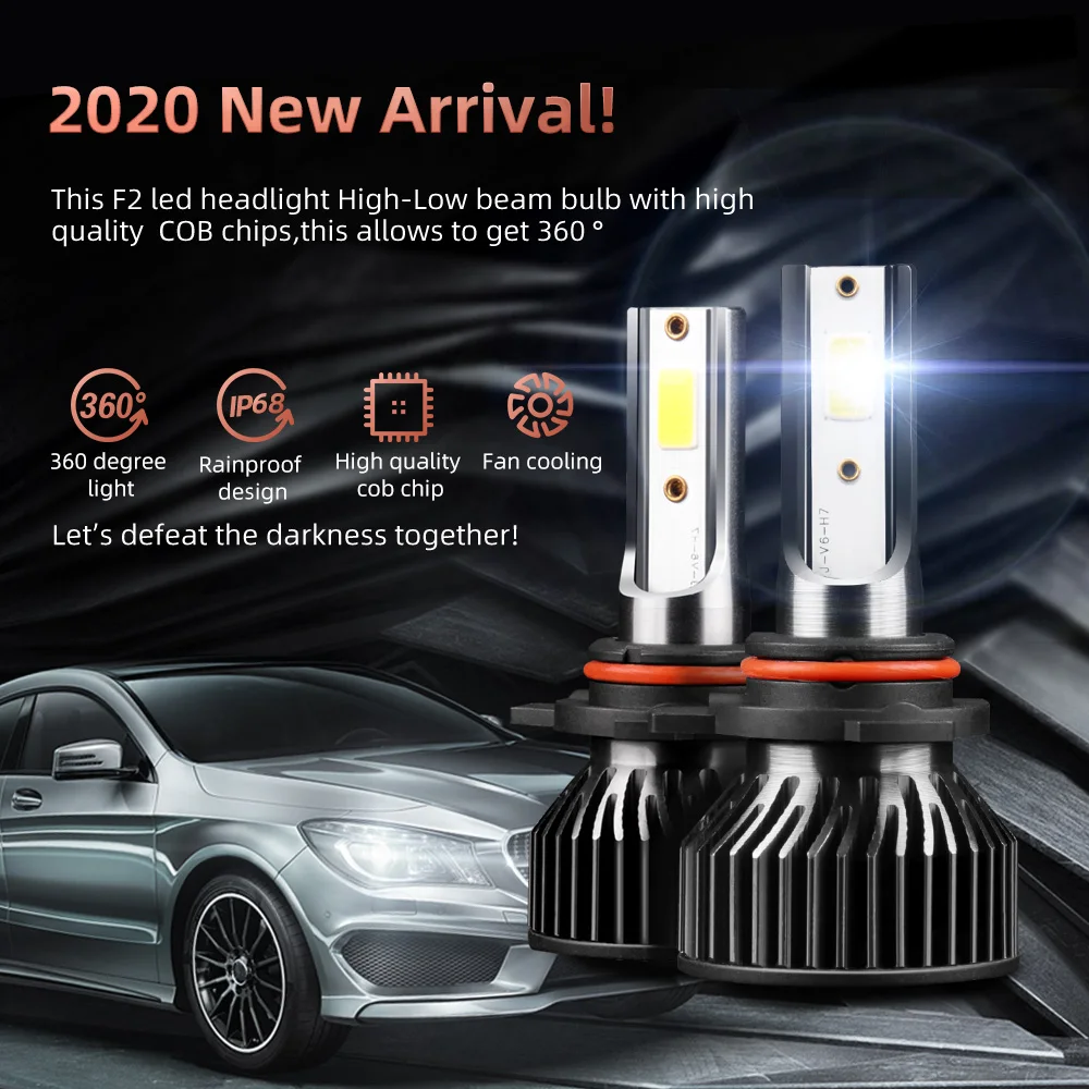 

1 Pair COB 9012 50W 5000LM LED Car Headlight Kit Turbo Light Bulbs 6000K Car Headlight Bulbs 9V To 36V Headlight