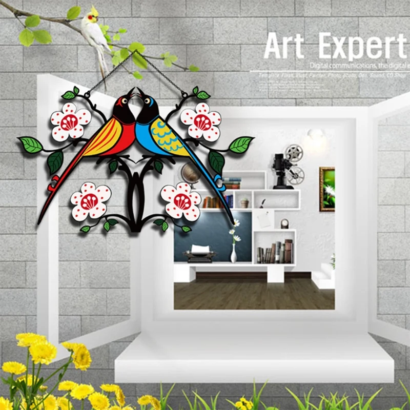 

Романтическая любовь, птица, искусственная птица, витражные окна из сплава, подвесная панель, украшение для домашнего декора, подвесные укр...