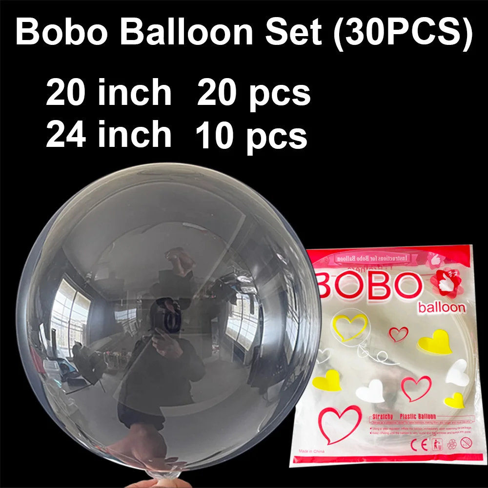 

Набор прозрачных воздушных шаров Bobo, 30 шт., прозрачные воздушные шары для украшения рождества, свадьбы, дня рождения, 20, 24 дюйма