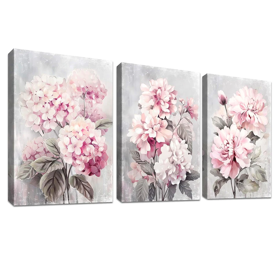 Розовый цветок гортензии алмазная живопись триптих наборы для вышивки крестом