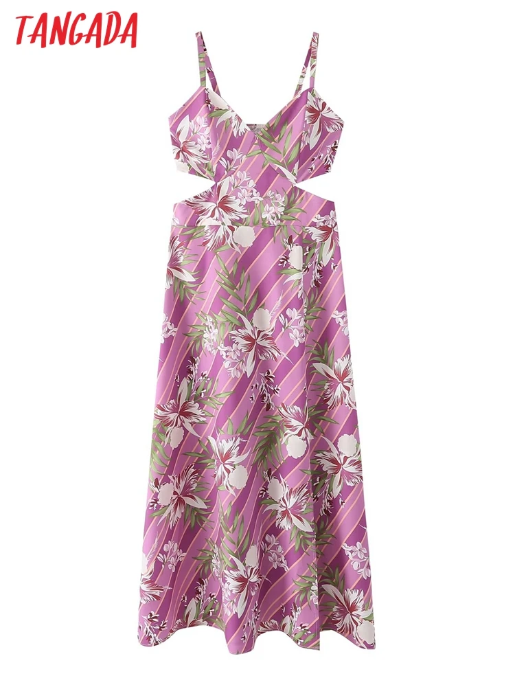 

Платье-миди женское с открытой спиной, без рукавов, с принтом