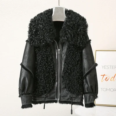 Женская меховая куртка высококачественное меховое пальто с овечьим кудрявым