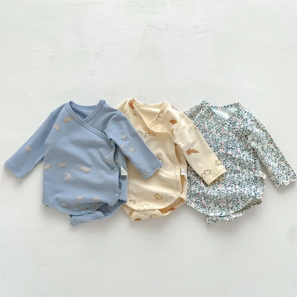 

2023 Spring Autumn Newborn Baby Girl Boy Romper Cotton Print Soft Infant Jumpsuit Button Casual Clothes for Girls Boy 0-12M