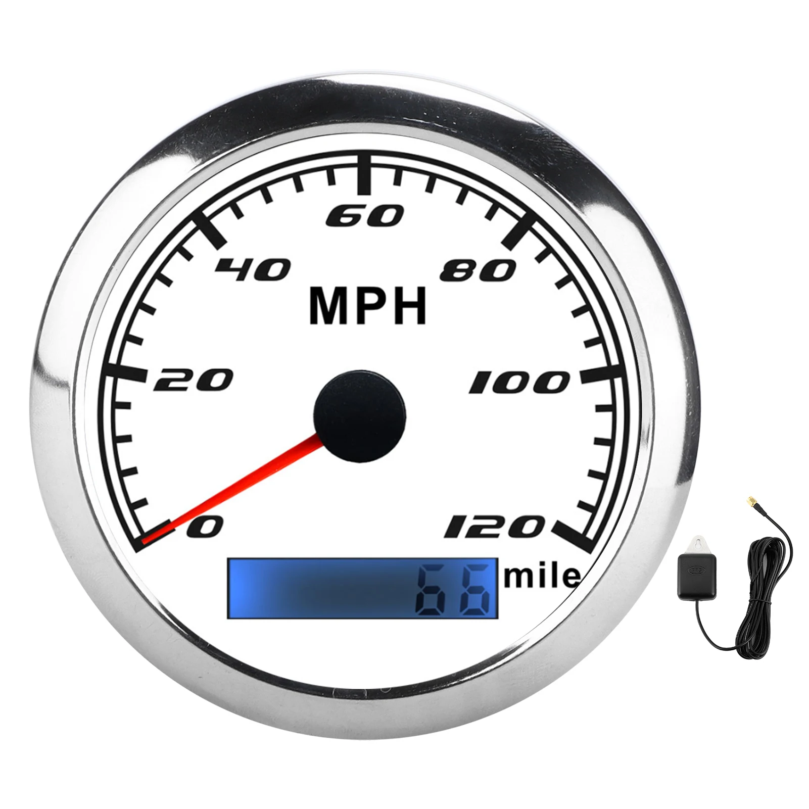 

GPS Pointer Speedometer 120 MPH IP67 Waterproof Stainless Steel Universal for Car Truck BoatWhite