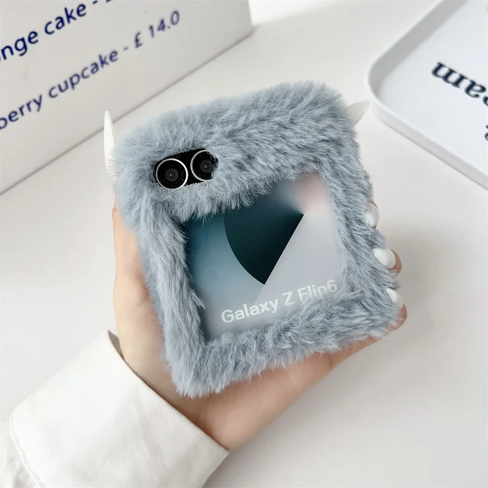 Luxury Plush Winter Warm Soft Flip 6 Phone Case for Samsung Galaxy Z flip 5 3 4 Z6 Flip4 flip5 Slim Shockrpoof flip6 Cover