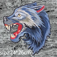 wolf head embroidered patches for clothing thermoadhesive badges animal patch for jacket stickers for fabric clothes appliques