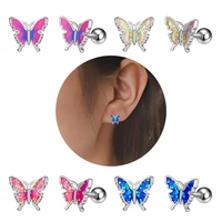 1pc new rainbow sequins butterfly tongue piercing barbell 14g tongue rings surgical steel bars tounge ring unisex jewelry