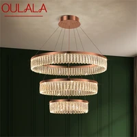 oulala postmodern long pendant lamp round led fixtures decorative gold crystal chandelier for home living room