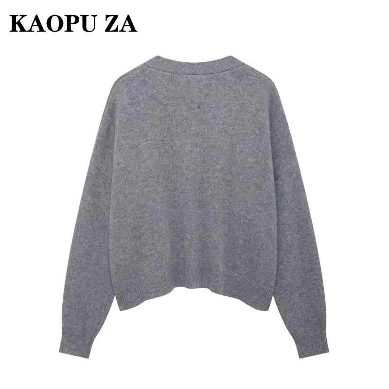 KAOPU ZA 2024 новый осенний женский повседневный кардиган с v-образным воротником