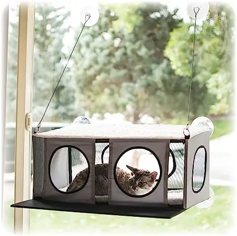 

Pet Products EZ Mount Penthouse Window Sill Cat Bed, Cat Hammock for Window Cat Perch Cat Shelf, Sturdy Cat Window Perch for Lar