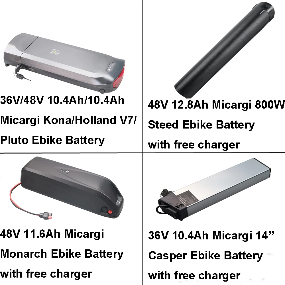 Battery 36v 48v 10.4ah 11.6ah 12.8ah Removable Battery For Micargi Kona Pluto Steed Casper Monarch Lumia
