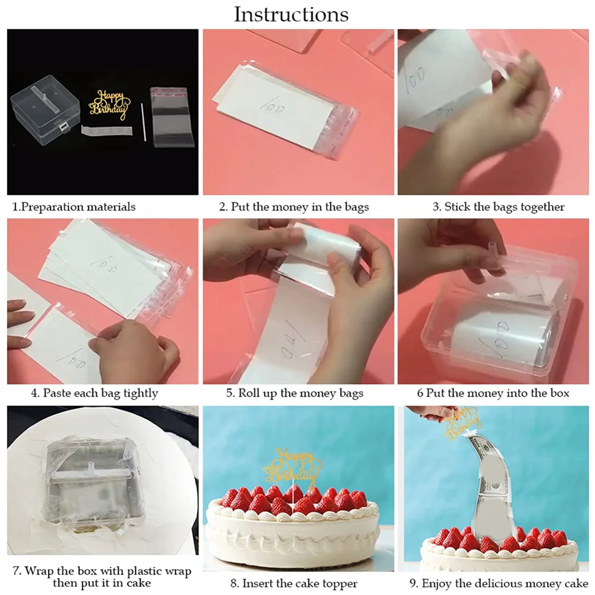 Набор копилок для торта форма вытягивания банкнот копилка с золотыми блестками