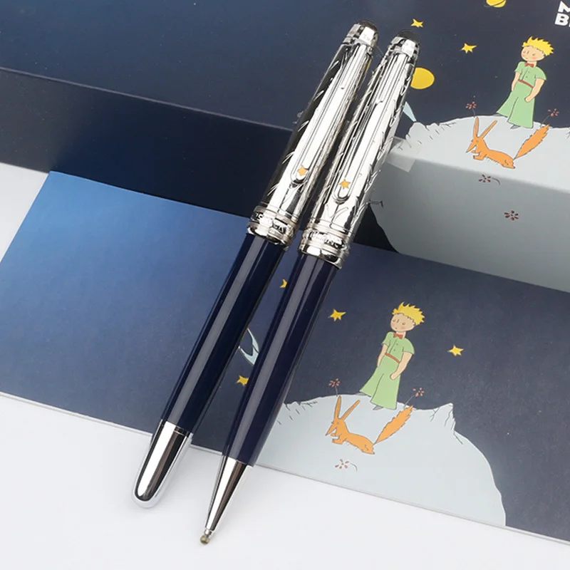 

Mb Monte Series Ballpoint Pen Blue Resin Metal Prince Rollerball 14k Fountain Pen Blanc Ink Pen Gift Box Set
