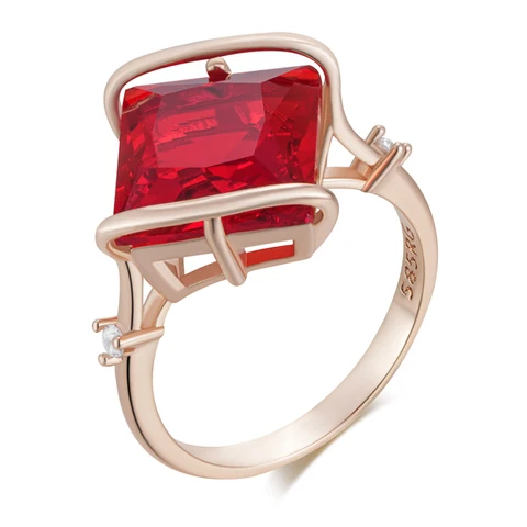 Кольца Kinel Hot Square Red с натуральным цирконом