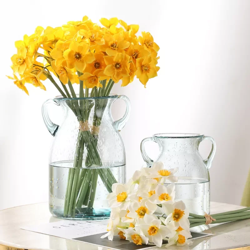 

White Artificial Narcissus Flower Bouquet Home Garden Desktop Decoration Floral Party Wedding Bridal Fake Flowers